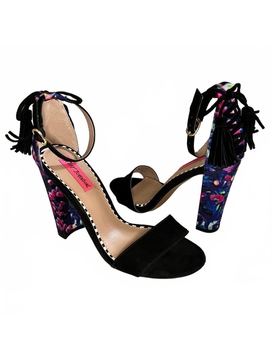 Betsey Johnson Shoes - Betsey Johnson Rallo Floral Print Lace Up Block Heel Sandals Size 9